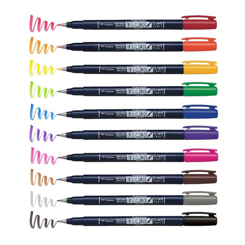 Tombow Fudenosuke Colors Calligraphy Brush Pens - 10-Pack