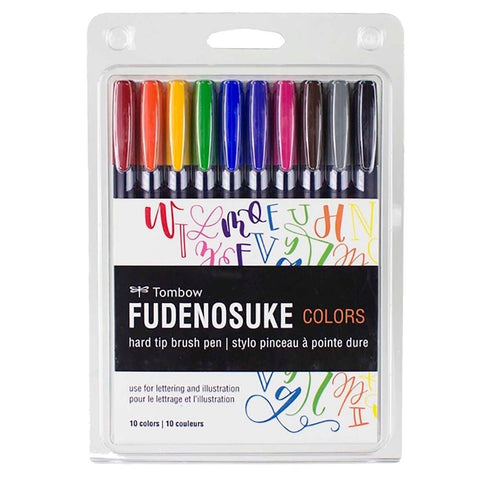 Tombow Fudenosuke Colors Calligraphy Brush Pens - 10-Pack