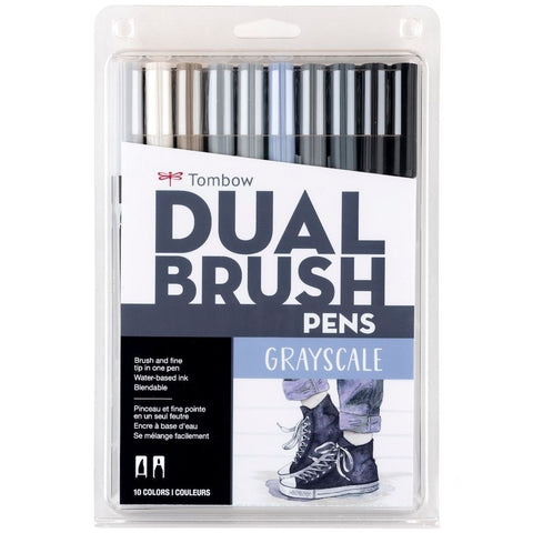 Tombow Dual Brush Pen Art Markers: Grayscale - 10-Pack